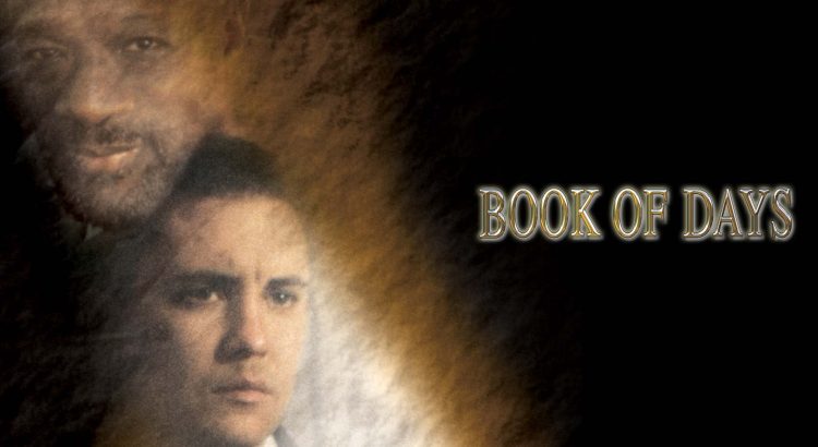 Promotional banner for 'Book of Days' with a vintage portrait fading into smoke and the title on the right.
