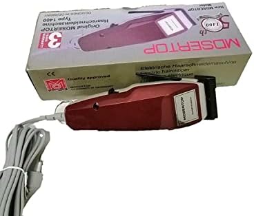 Red handheld medical device with a long gray cord, placed in front of its pale-yellow packaging box.