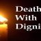 Lit candle on a dark background beside the text 'Death With Dignity'.